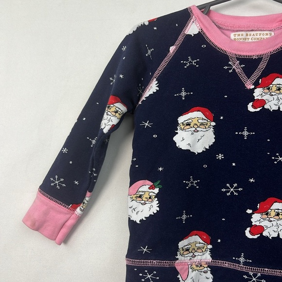 The Beaufort Bonnet Company Navy and Pink Santa Crewneck sweatshirt size 18-24m - Picture 2 of 11